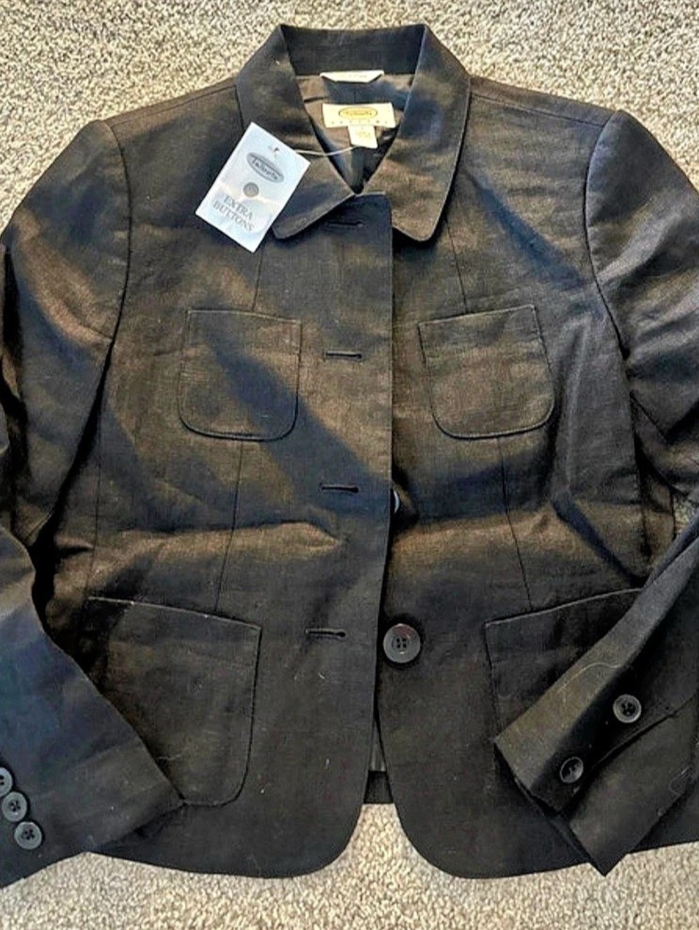 NWT Talbots Petites Irish Linen Blazer Black Size 4
